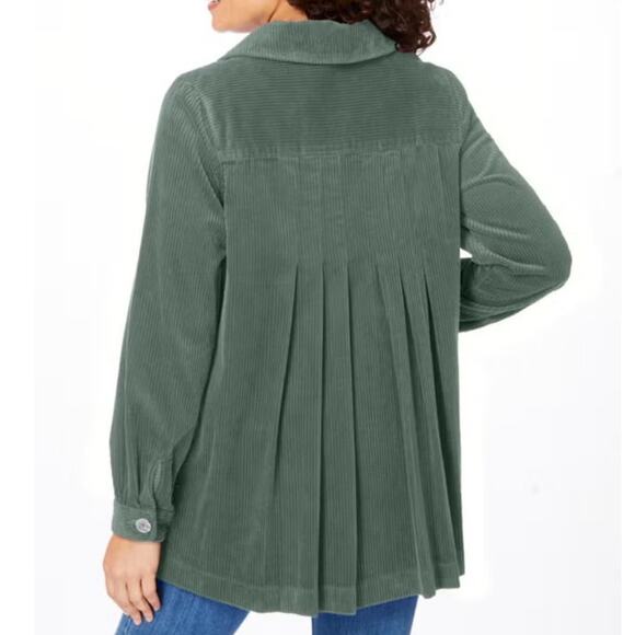 Women Within Corduroy Shacket Warm Pleat-Back Jacket Army Green Sz. 3X (30-32) - Picture 12 of 12